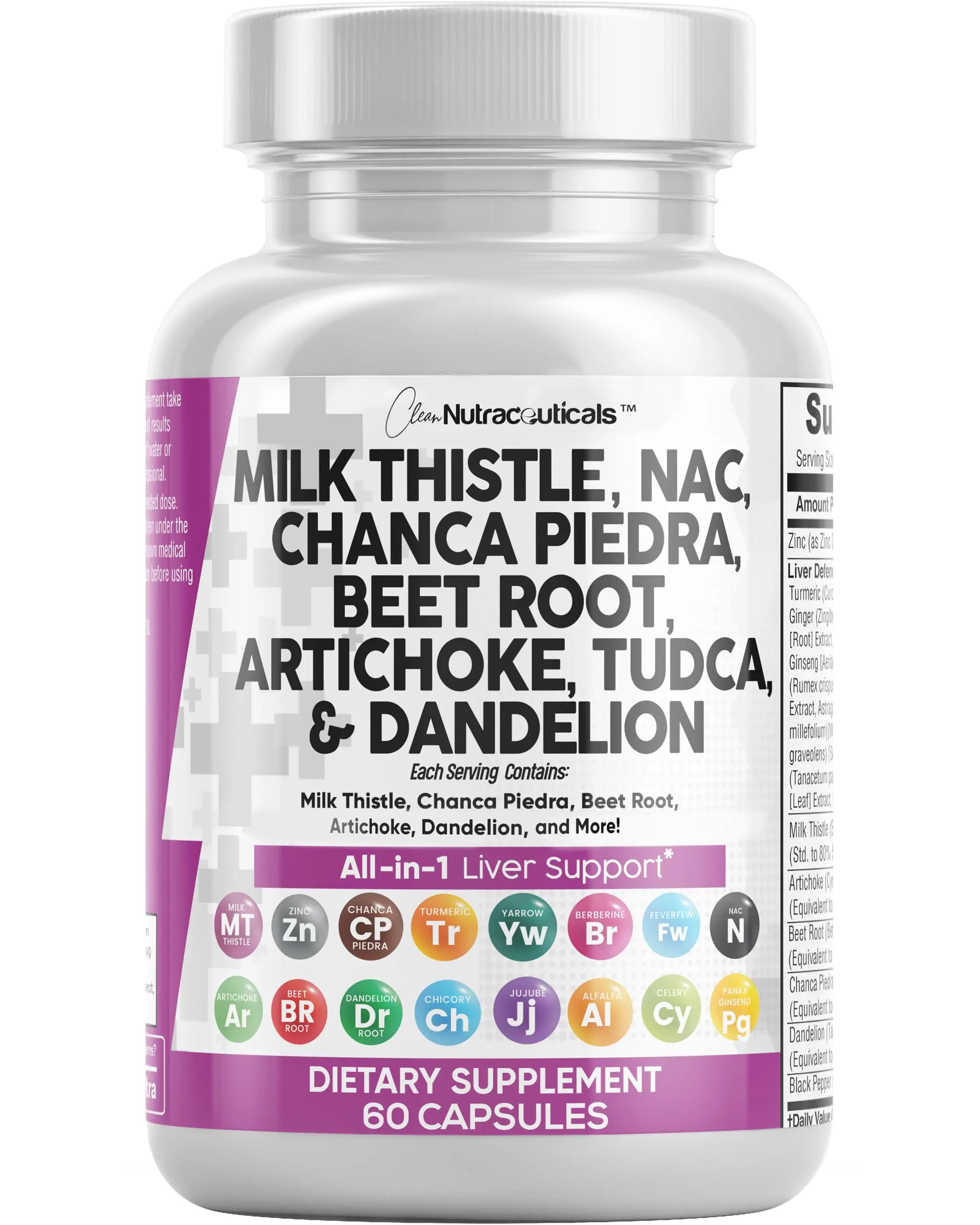 Clean Nutraceuticals Milk Thistle, NAC, Chanca Piedra, Beet Root, Artichoke, Tudca & Dandelion Root for Liver Cleanse Detox & Repair Supplement Capsules – Liver Defend
