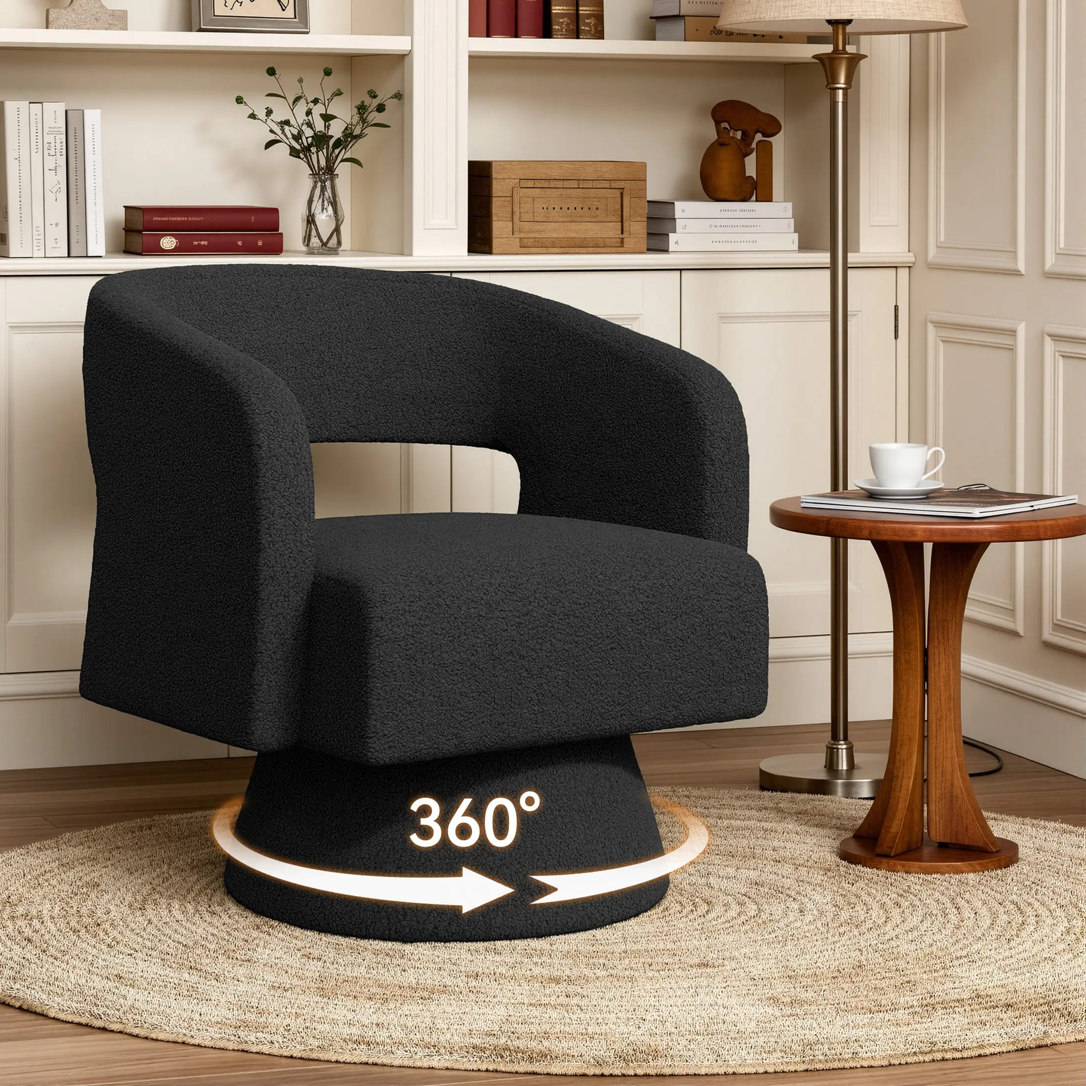 Nebuaegis Swivel Accent Chair , Modern Comfy Teddy Barrel Chairs, Oversized Upholstered Round Arm Chair for Living Room, Bedroom, Reading Room Luxanimarion,dorm essentials,home decor