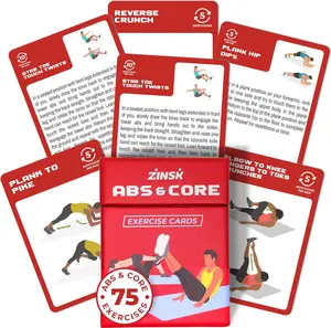 75 Core & Abs Exercise Cards – 3.5" x 2.5" Workout Cards