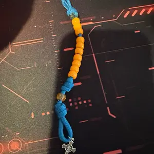 Paracord Single decade pocket rosary blessed Carolina blue and orange