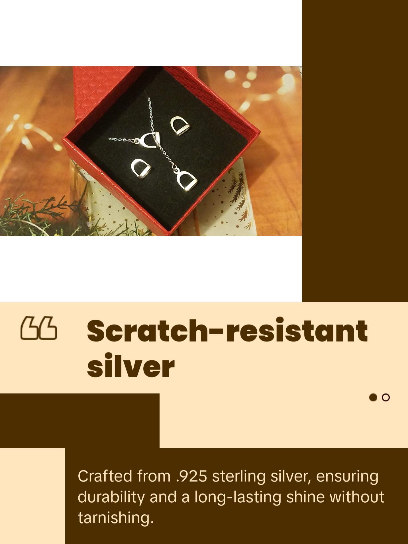 Set of Double Stirrup Horse Lariat Necklace and Stirrup Earrings Equestrian Jewelry #G318