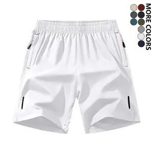 Men’s lightweight quick-dry athletic shorts with zippered pockets, available in multiple colors. Made from breathable polyester fabric. Ideal for running, fitness training, and casual wear; knee-length shorts.