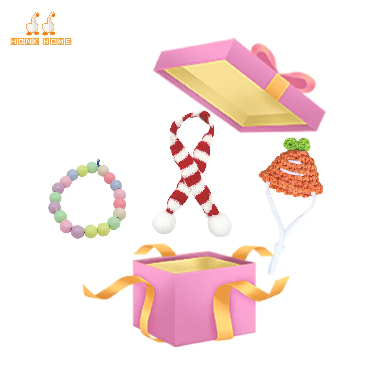 3 Pcs 7 Inch Desk Goose Accessories, Knitted Hats & Scarves with Colorful Necklaces, Mix & Match Mini Outfit Accessories for 7 Inch Magnetic Desk Goose, Cute Desk Decor Styling Gift