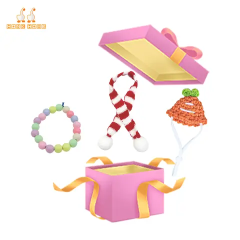 3 Pcs 7 Inch Desk Goose Accessories, Knitted Hats & Scarves with Colorful Necklaces, Mix & Match Mini Outfit Accessories for 7 Inch Magnetic Desk Goose, Cute Desk Decor Styling Gift