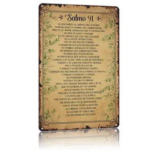 Vintage Spanish Psalm 91 Funny Aluminum Metal Sign Poster, 8x12in, Home Decor Decoration for Bathroom, Living Room Wall Plaques & Signs
