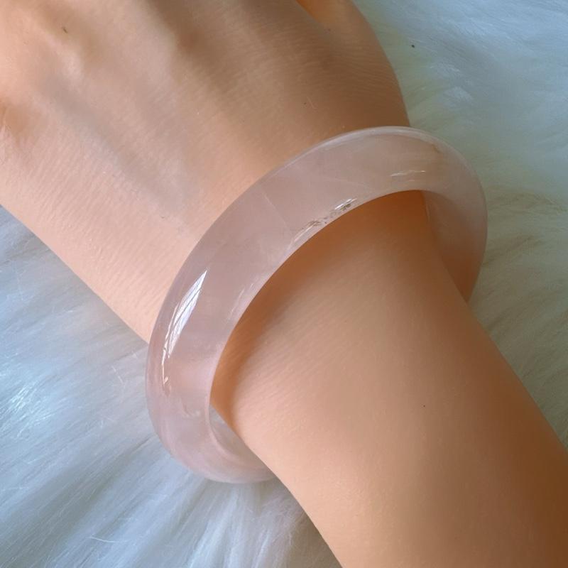 Natural Rose Quartz Bangle, Pink Crystal Bangle Bracelet, Pink Quartz Bracelet
