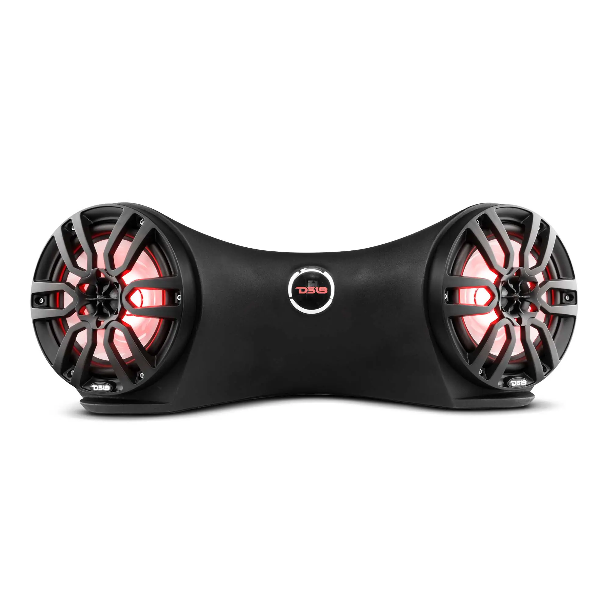 DS18 Marine Grade Waterproof Flat Mount Audio Sound Bar Enclosure - Resistant, Easily Mountable, Dual 8" Speakers, 250W RMS, LED Light, Handle, Mount Ready, Loud for Riding (NXL-8BK Included)