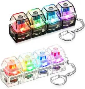 Keyboard Stress Relieve Fidget Keychain Toy Crisp Click Sound With LED Light For Adult Stress Relieving Pass Time
