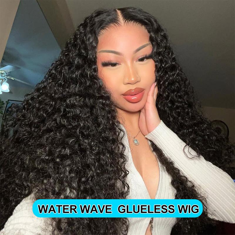 MORE FACE Water Wave Wear Go Wig Pre Bleached Knots Pre Cut Lace 4x6 HD Glueless Wigs Afro Kinky Curly Human Hair Wigs