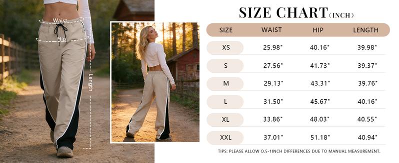 YeeZaa Stripe Track Pants for Women Retro Athletic Wide Leg Pants High Rise Drawstring Waist Color Block Street to Gym Versatile Styling TikTok Viral Fashion All Season Everyday Streetwear