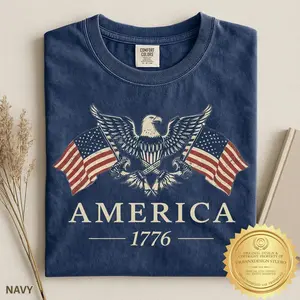 Comfort Colors America 1776 Shirt, USA 250th Anniversary, Patriotic Vintage Style Graphic Tee, 4th of July T-Shirt