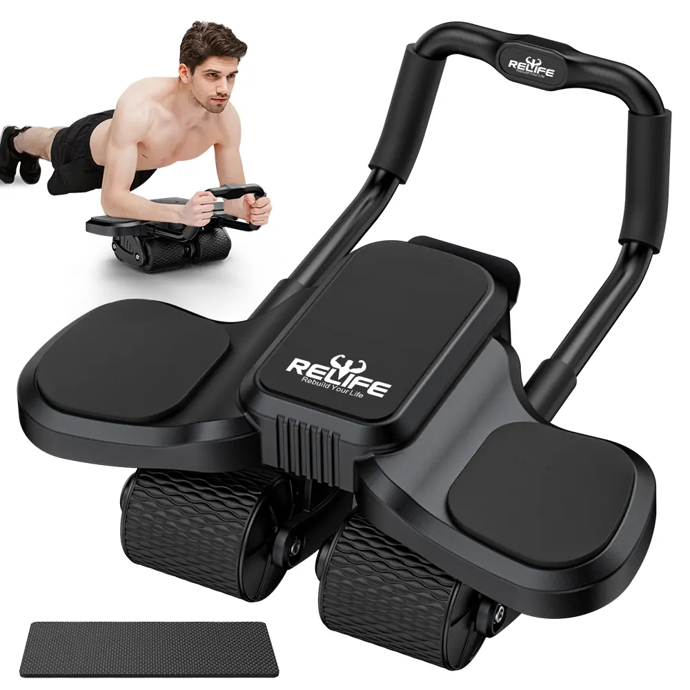 Abdominal Exercise Machine Ab Roller 4-Wheels with Elbow Support Automatic Rebound Abdominal Wheel Abs Workout Equipment for Core Workout Deals for You tiktokshopbacktoschool