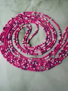 Pink Pressure Waist Beads - Vibrant Beaded Design for Stylish Waistline Enhancement