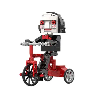 Horror Puppet Tricycle Building Blocks Set 219 Pieces, Creepy Doll Brick Model Kit, Dark Gothic DIY Assembly Figure for Adults, Creative Toy, Spooky Desk Decor, Halloween Gift