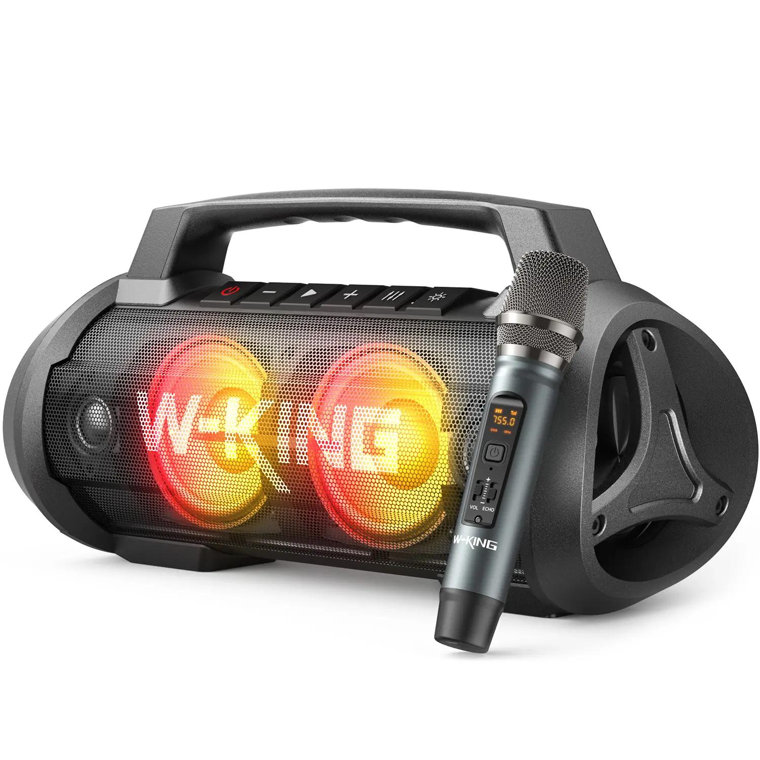 W-KING Portable Rechargeable 120W Peak Bluetooth Stereo Subwoofer Heavy Bass Speaker - Wireless Mic, Waterproof Design, 42H Playtime, LED Light, Aux/TF Card Support, USB Type-C Charging, Karaoke Set for Carnival