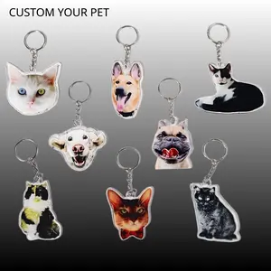Personalized Pet Face Cutout Acrylic Keychain, Custom Pet, Animal Lover