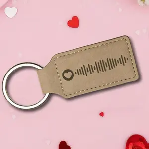 Romantic Valentine Gift for Him, Custom Music Code PU Leather Keychain, Boyfriend Gift Idea, Romantic Personalized Song Gift with Laser Engraved Code