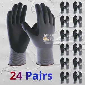 12 Maxiflex Ultimate Gloves - Coat Nitrile Micro-Foam Grip Palm & Fingers, 12-24 Pack, Abrasion & Dexterity Enhancement