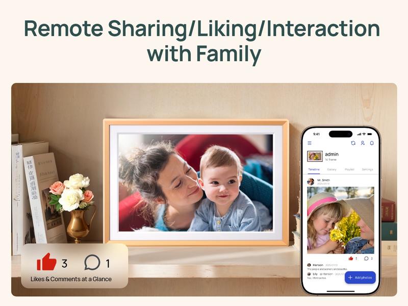 ARZOPA Digital Photo Frames Free Unlimited Cloud storage Share Unlimited 120s Videos Photos Anywhere Touch Screen WiFi Digital Picture Frame Smart Frame Video Frame Decor