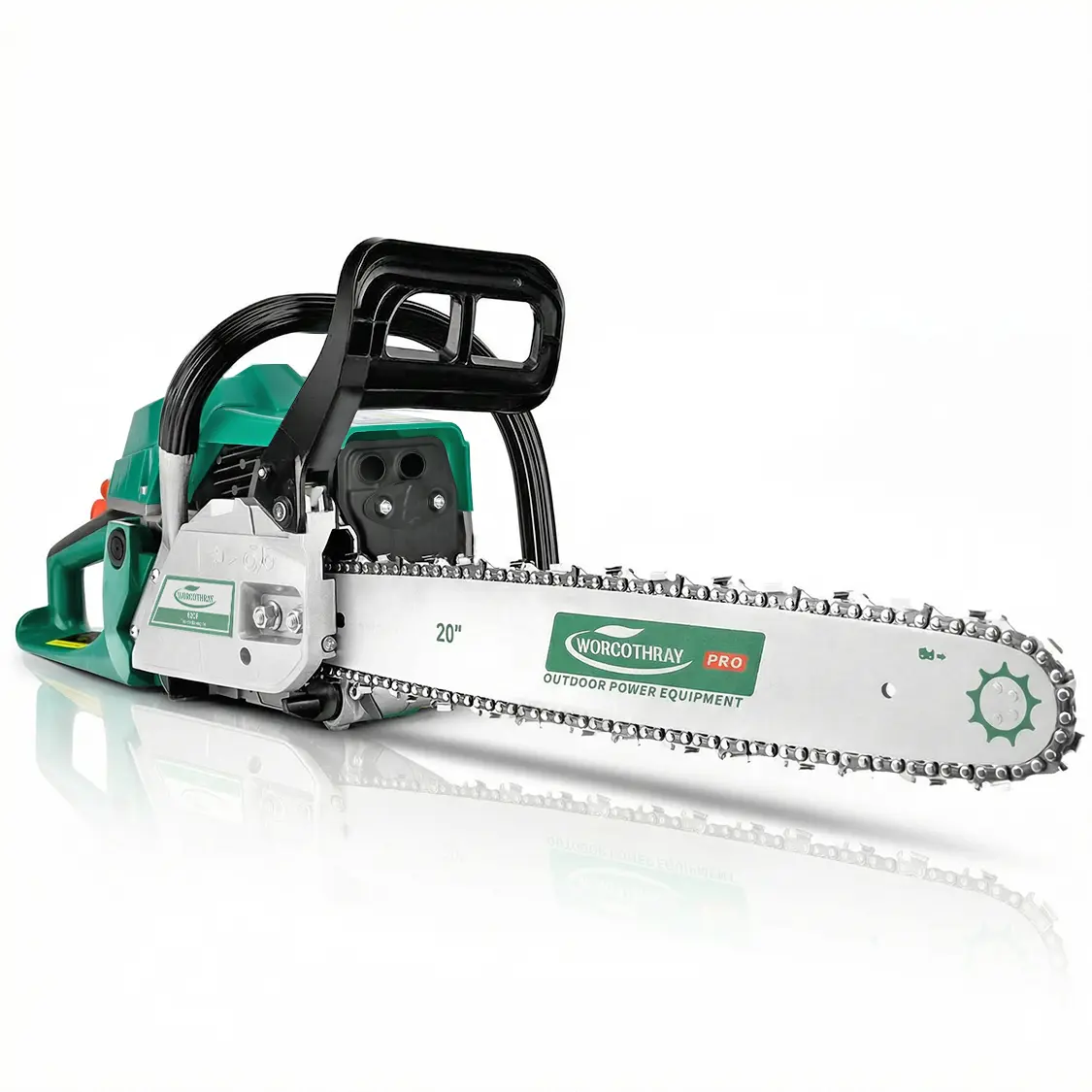 D ProTool Hub Handheld Gas Chainsaw, 62CC 2-Stroke Power Engine, 14in+20in Bars for Wood Cutting