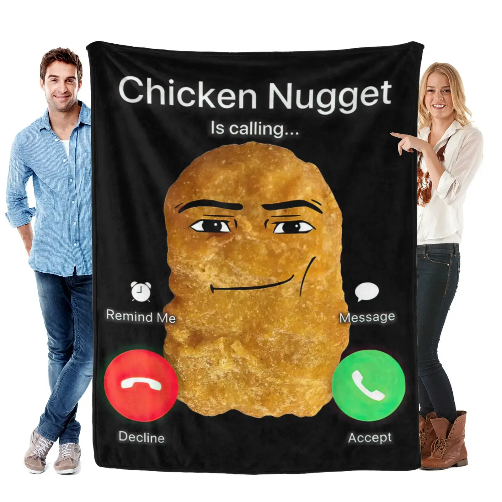 Chicken Nugget Themed Super Soft Flannel Blanket, Camping Hiking Sleeping Gear for Kids, Warm Plush Home Decor for Sofa Couch Bed Travel, Blankets