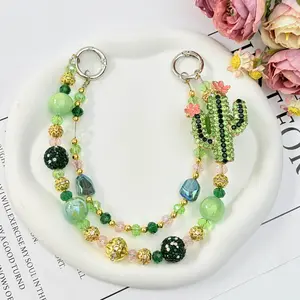 Cactus Style Bag Charm,Delicate Handbag Pendant Accessory for Women,Detachable,Pretty Easter Basket Gift for Girls & Women,Ideal Birthday Gift