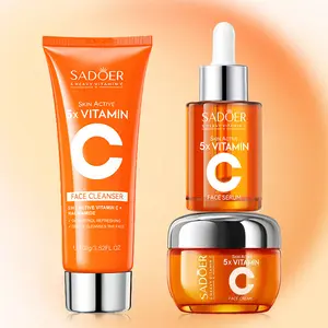【BUY 1 GET 2 FREE】Sets of vitamin C skin care kits , Clean, moisturizing, hydration, 5X Vitamin C Face Wash & 5X Vitamin C Face Serum & 5X Vitamin C Face Cream for all Skins Moisture Hydrating