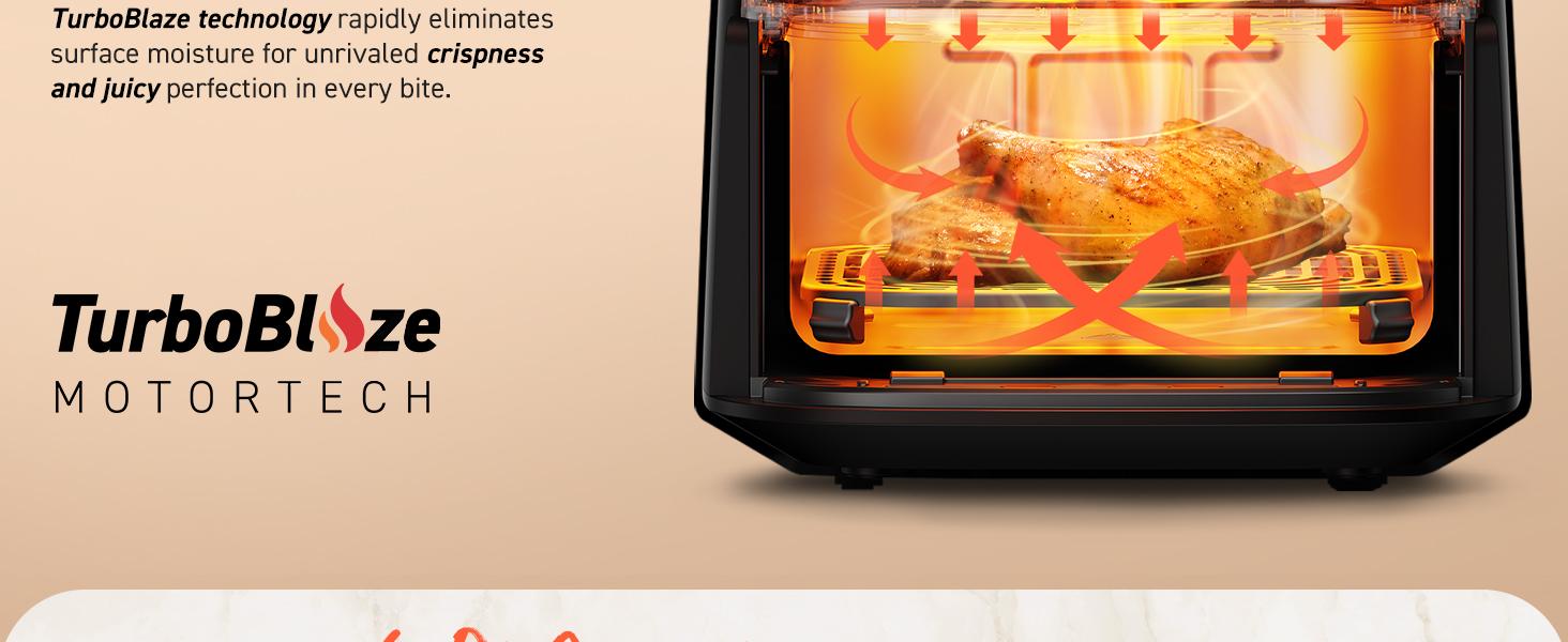 COSORI Air Fryer TurboBlaze 6-Qt Compact, 9 Functions, 5 Speeds, Healthy Ceramic Coating, Nontoxic, 95% Less Oil, Fast & Crispy Cooking, Easy to Clean, Recipes