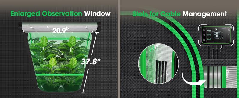 VIVOSUN PRO Grow Tent, with Thick 1 inch Poles, Strengthened High Reflective Mylar Oxford Fabric, Extra Hanging Bars & High CFM Kit for Hydroponics Indoor Plant for AeroLight A200SE