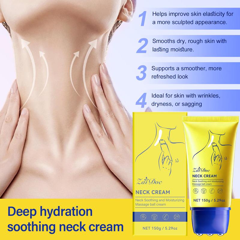 Zaidoc Neck Firming Cream 150g - Tighten & Lift for Crepey Skin, Deep Moisturizing, Cruelty-Free, Roller Massage Application, Fades Neck Lines, Firms & Repairs