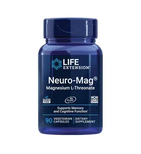 Life Extension Neuro-Mag Magnesium L-Threonate 90 Vegetarian Capsules for Memory & Cognitive Function Support Non-GMO Gluten-Free US Formulated Healthcare Brain - Dietary