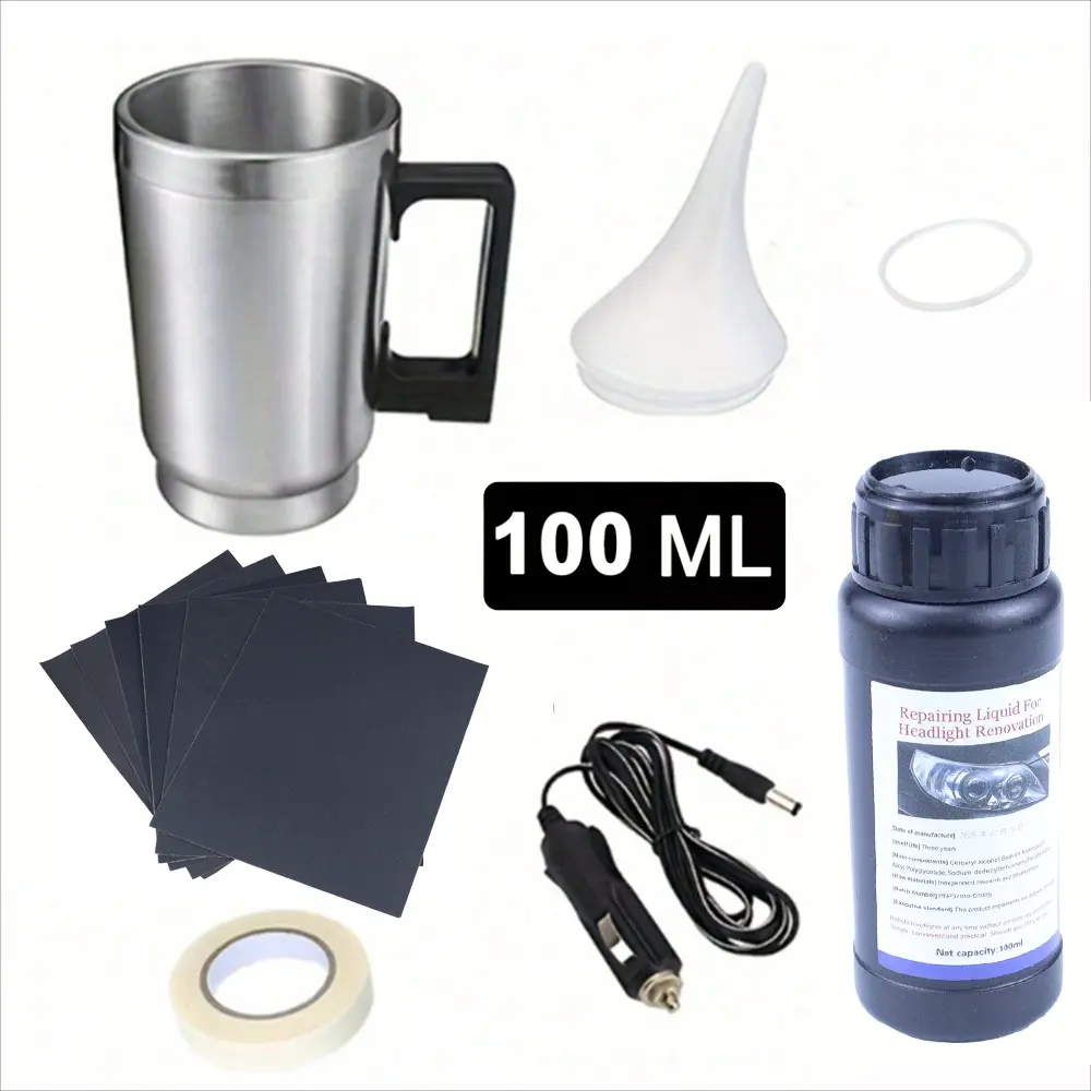 100ML/200ML/500ML Car Headlight Restoration Kit, Yellowed Lens Oxidation Repair Liquid, Headlight Polishing Agent, Stainless Steel Tools, Automotive Care Set