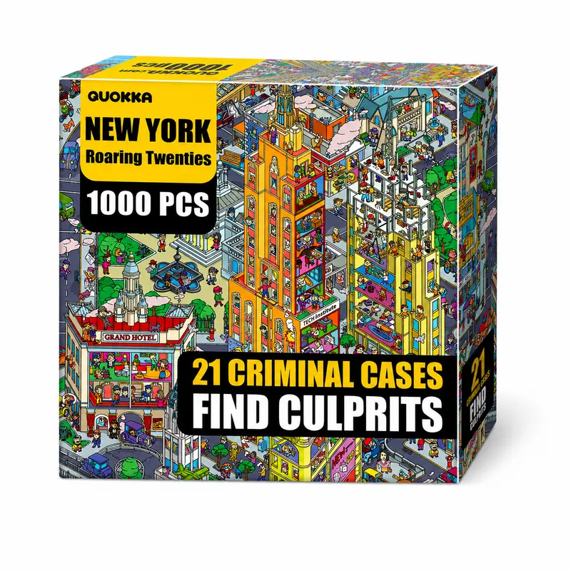QUOKKA 1000-Piece Roaring Twenties New York Detective Jigsaw Puzzle for Adults - 21 Cases, Observation-Focused, Premium Box Packaging, Premium Pack
