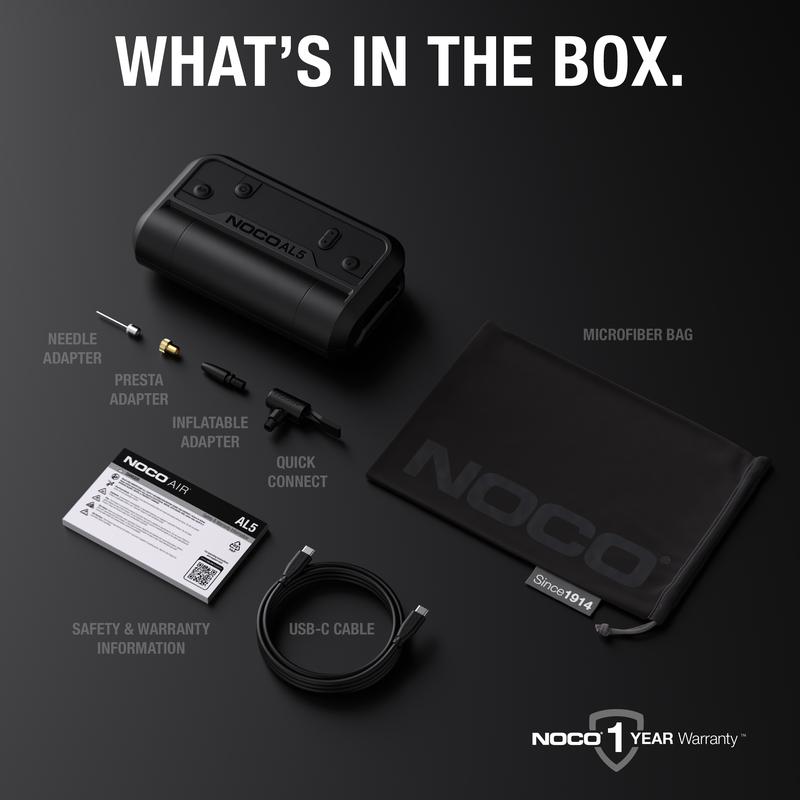 NOCO Air AL5: UltraFast Cordless Tire Inflator – Battery-Powered Air Compressor – 17 SLPM Airflow Inflates 0–40 PSI in 7 Minutes