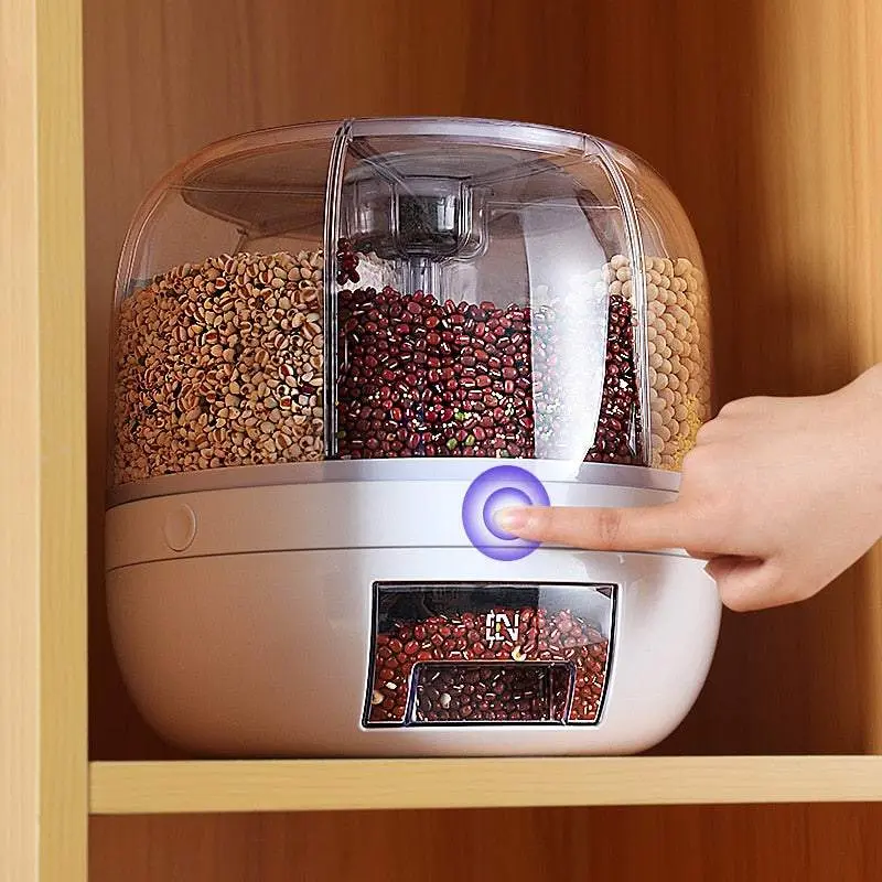 Kitchen Food Storage Solution - 360° Rotating Rice Dispenser