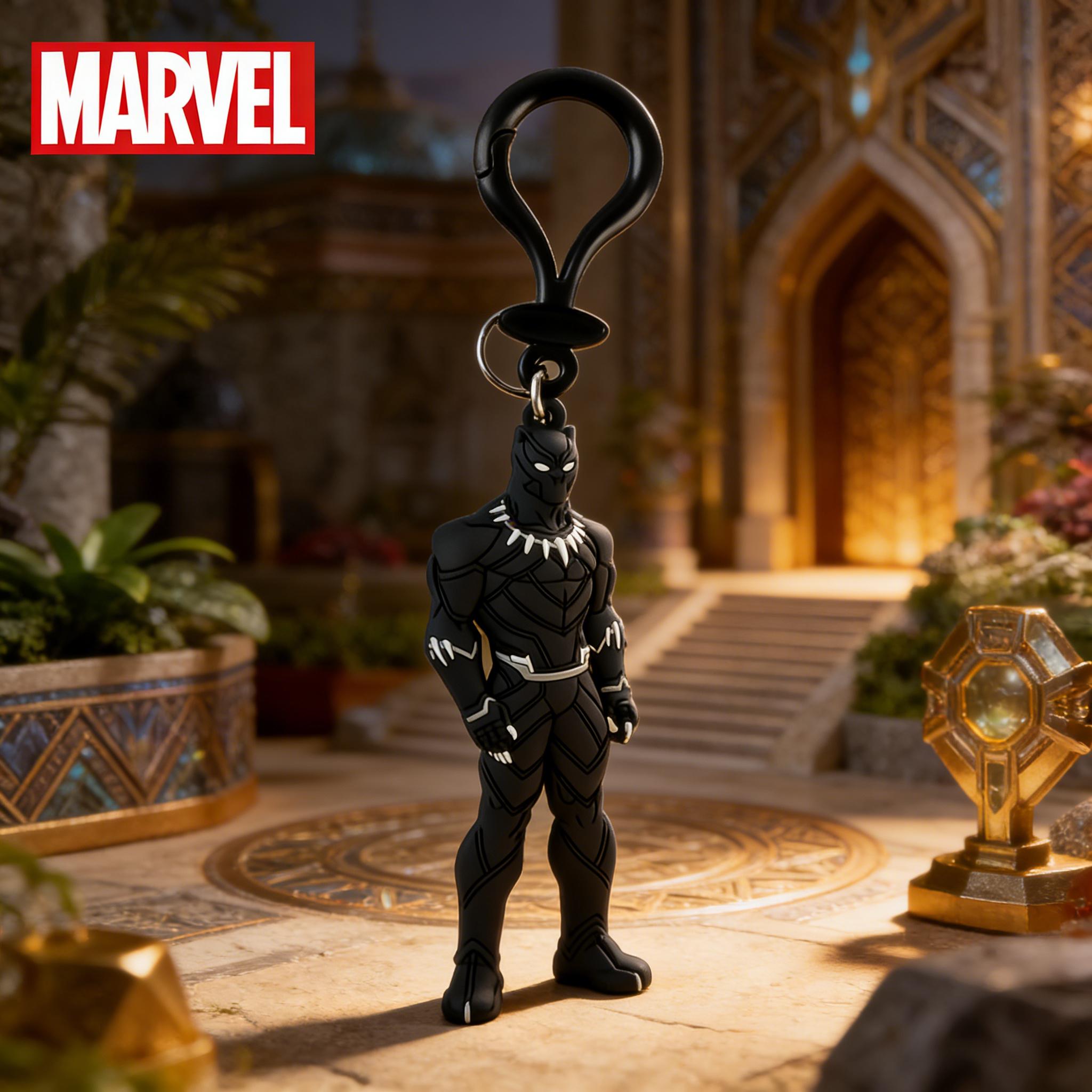 Marvel Black Panther Keychain 1Pc Officially Licensed 3D Figurine Bag Clip Charms PVC Suitable Fans Gift Backpack Decor T'Challa