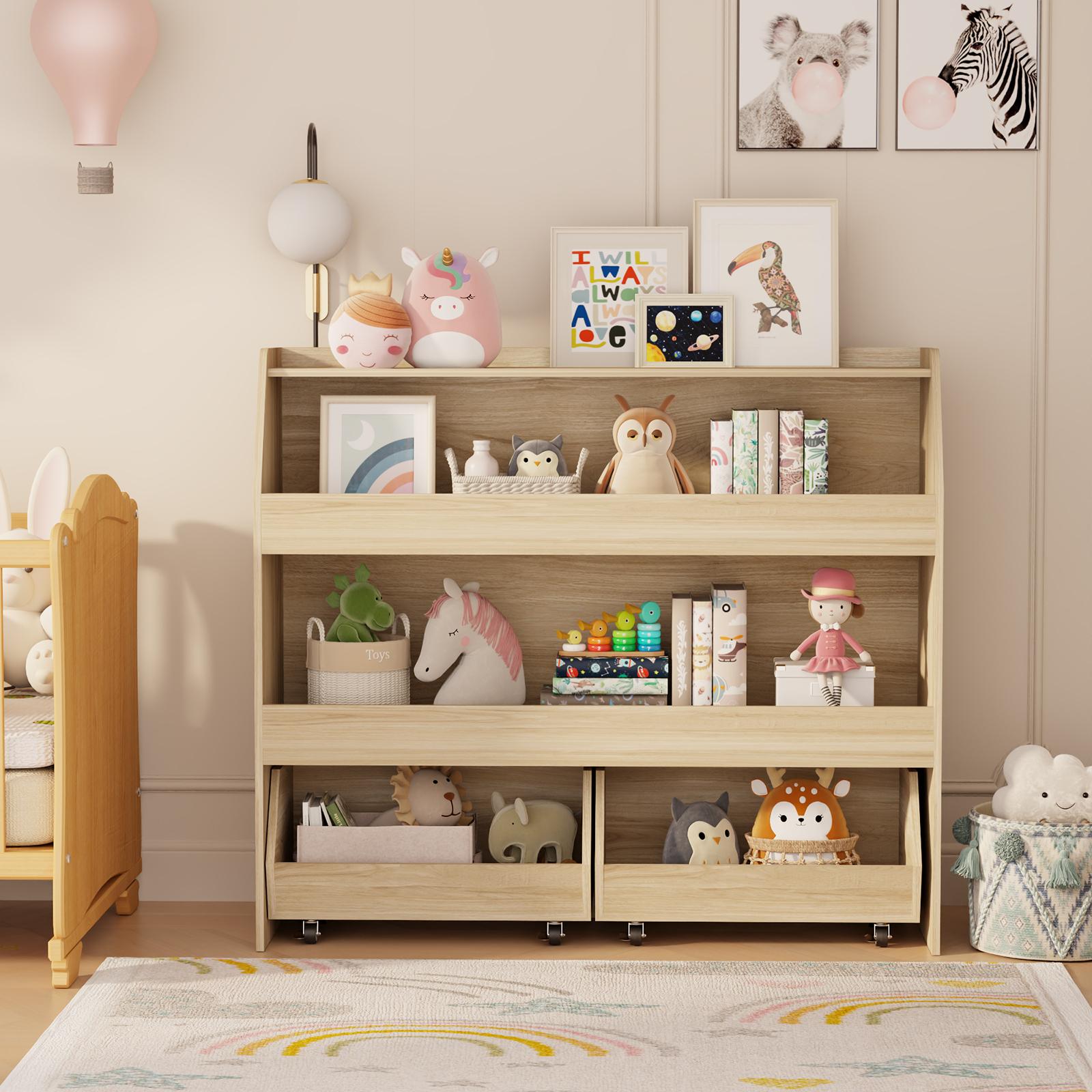 COZPAW Toy Storage Organizer, 2/3 Tier Montessori Shelf with Movable Bins, Toy Organizers Book Shelf for Kids Room, Playroom, Nursery COZPAW Toy Storage Organizer, 2/3 Tier Montessori Shelf with Movable Bins, Toy Organizers Book Shelf for Kids Room, Playroom, Nursery