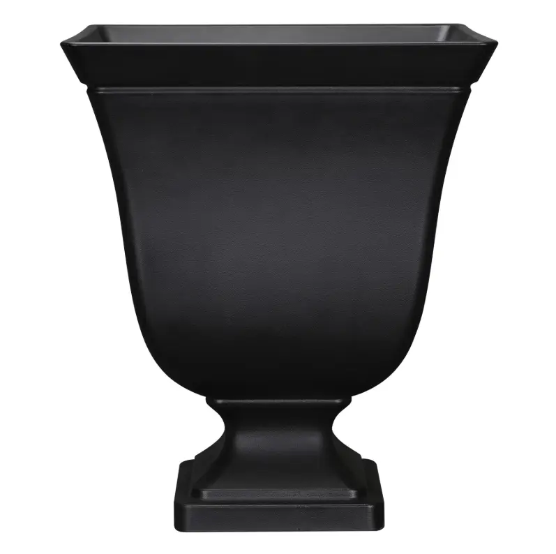 Finn Square Black Planter Urn - 100% Recycled Resin, 16in x 16in x 19in Garden Pot for Home Improvement & Garden Supplies