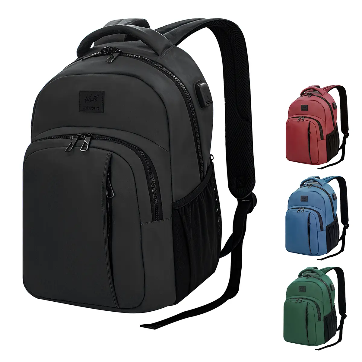 Wolt 17-Inch Laptop Backpack, Fashionable & Durable School Organizer, Waterproof Oxford Daypack for Men & Women with USB Port, Anti-Theft Zippers, Airline Approved Luggage Strap, School Backpack, Carry-On, Unisex, Travel