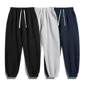 Men's 3-Piece Solid Fashion Sweatpants, 100% Polyester Ankle-Banded Fleece-Lined Pants, Versatile Year-Round Wear Ideal for Autumn, Winter