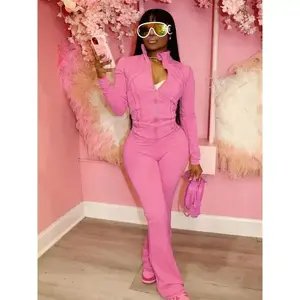 Autumn And Winter New Long Sleeves Zipper Crop topSuits Tracksuits Women's Suits Fashion Pants Female2 Piece Sets Clothes Womenswear