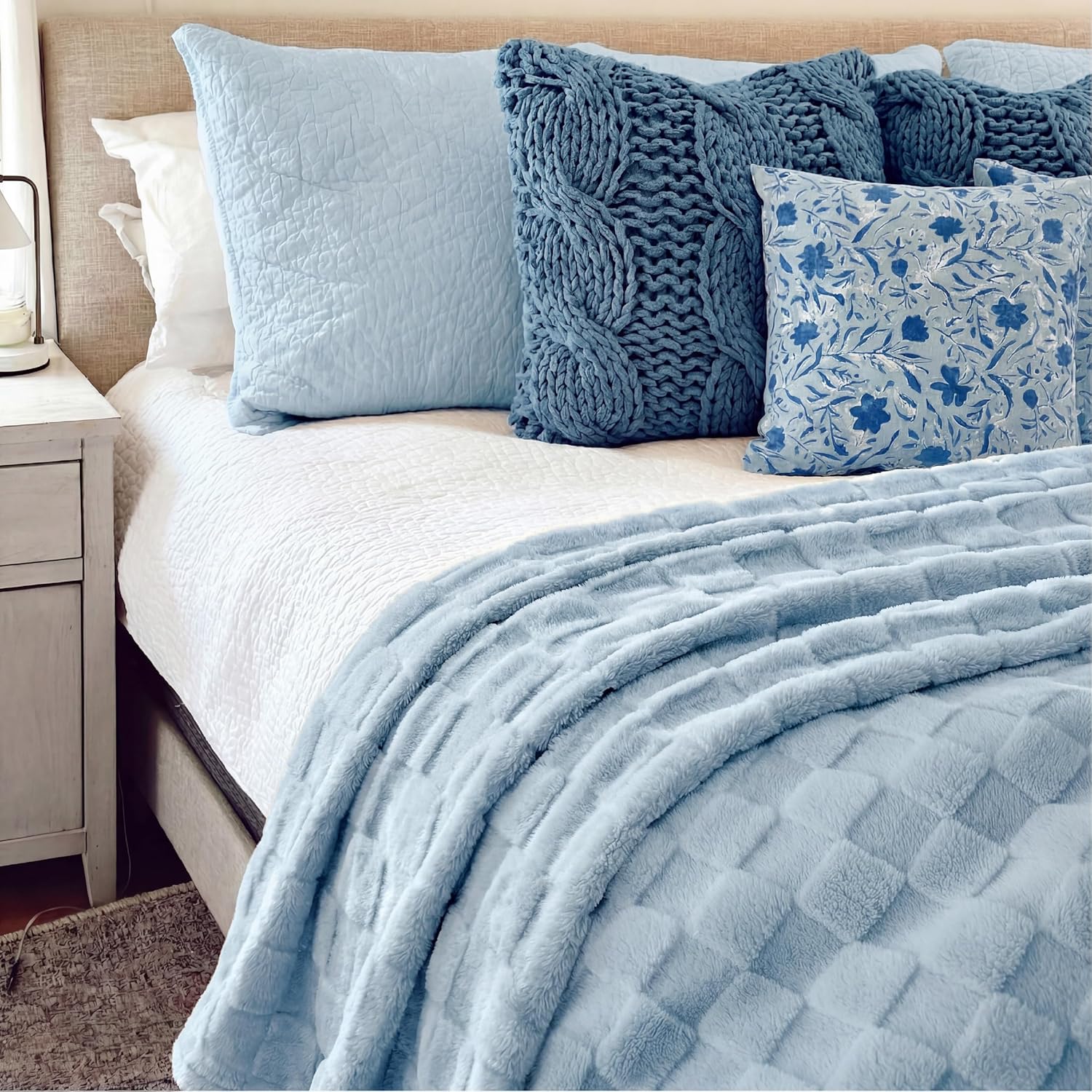 【Spring Glow Up】Bedsure GentleSoft  Throw Blanket for Couch - Checkered Fleece Blankets Gifts for Women Men Girls, Cute Soft Cozy Throw for Bedroom Home Decor Gifts, 50x60 Inches