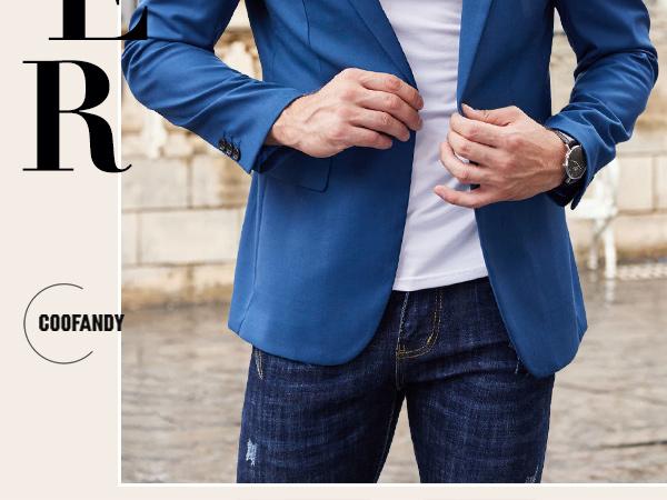 COOFANDY Mens Sport Coat Casual Blazer One Button Business Suit Jacket Classic Menswear Fashion Outfit Vneck Long Sleeve