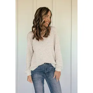 Striped & Lovely Knit Top - Casual Knitwear, Lightweight, Available in Two Colors, Fits Waffle, Chic Style