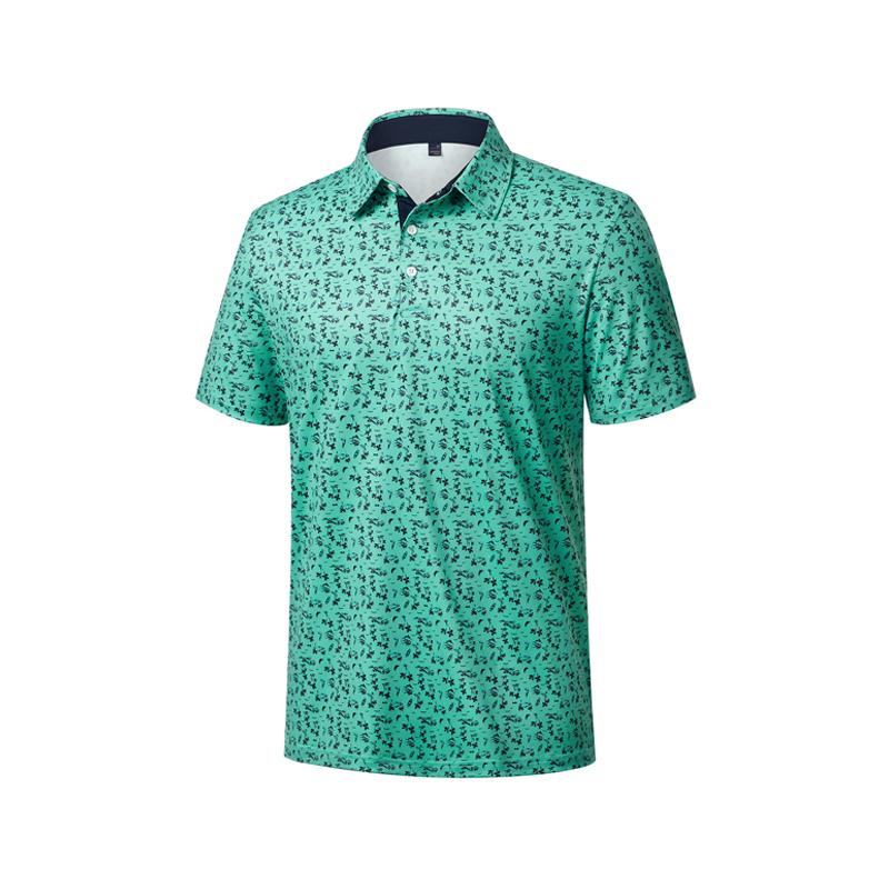 Alimens&Gentle Men's Printed Collar Short Sleeve All Over Print Polo Shirt, Moisture-Wicking, Lightweight, Stretchy, Regular Fit, Versatile for Daily or Business Casual