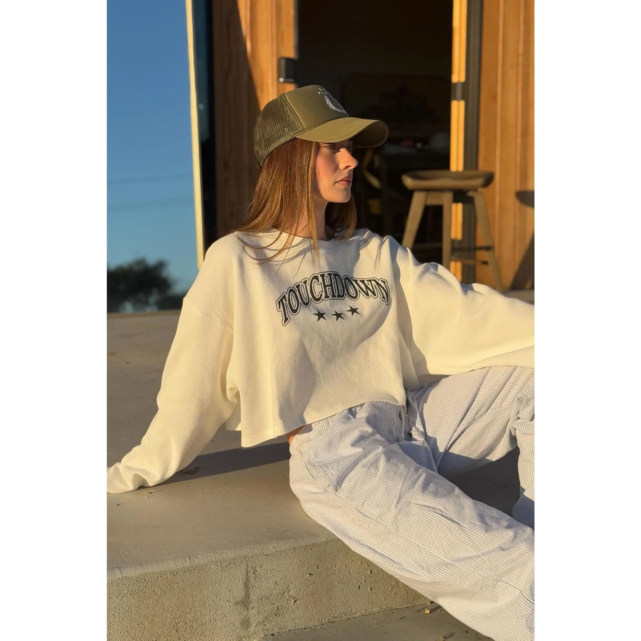 Touchdown Cropped Thermal Graphic Top