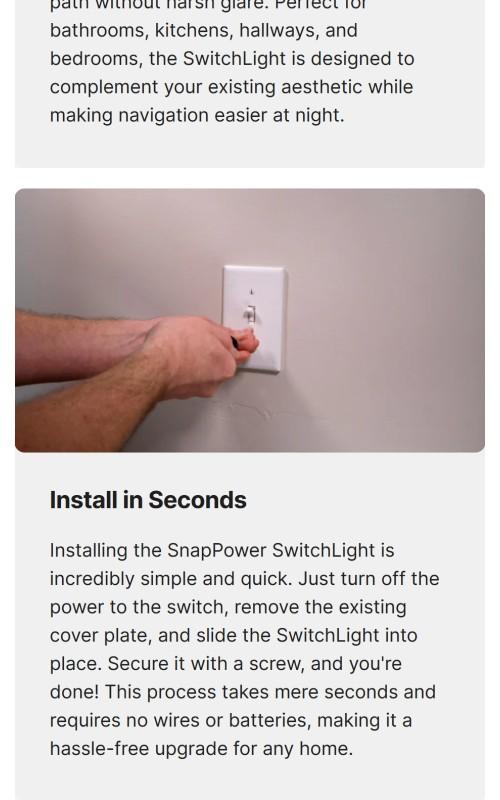 SwitchLight - Illuminated Light Switch Cover Plate, Integrated LED Nightlight by SnapPower