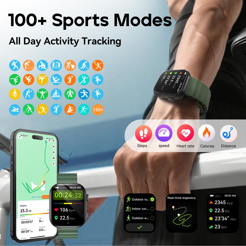PINTEEK F39C Smartwatch – ChatGPT AI Voice Assistant, IP68 Waterproof, Wireless Charging, Bluetooth Calls, Heart Rate & Sleep Monitoring, Multi-Sport Modes, Step & Calorie Tracker, Durable Wearable