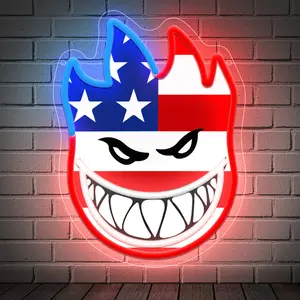 Spitfire Bighead Neon lights, American Flag LED Neon Lights, Adjustable Wall Decorations, Perfect for Garages, Men's Lounges, Bars, And Other Decorative Lighting, Spitfire Bighead (9.44*12.59 inches)