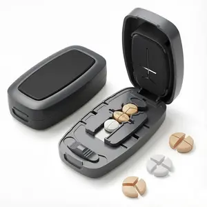 Adjustable Pill Cutter and Splitter, Multi-Function Medicine Divider for 1/2, 1/3, or 1/4 Even Splitting, Dual Fixing Clips, Precision Split,  Portable Tablet Cutter for Travel and Home